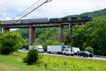 A CSX Autorack train crosses Running Water Trestle